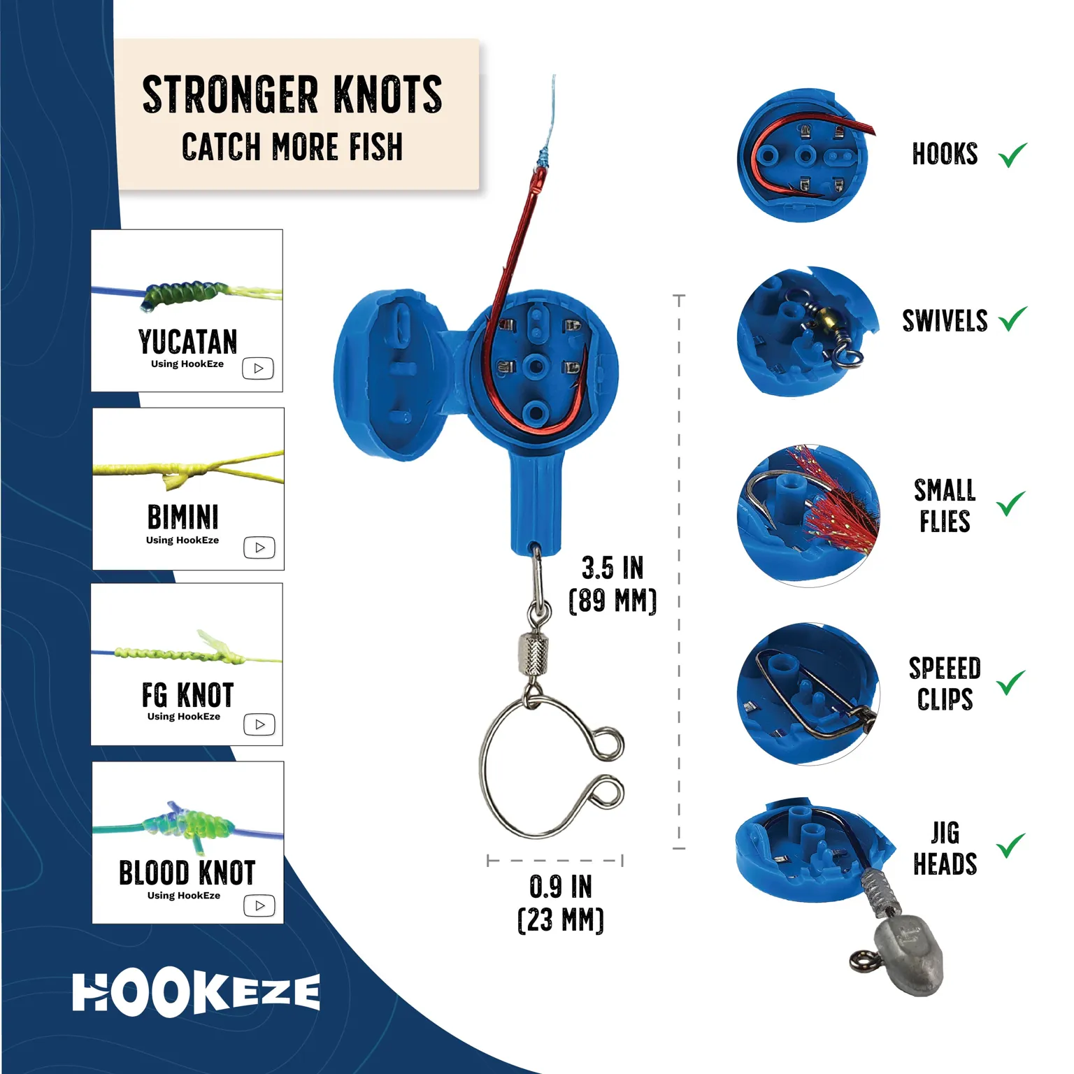 HookEze Fishing Knot Tying Tool (Standard) | Pack of 2