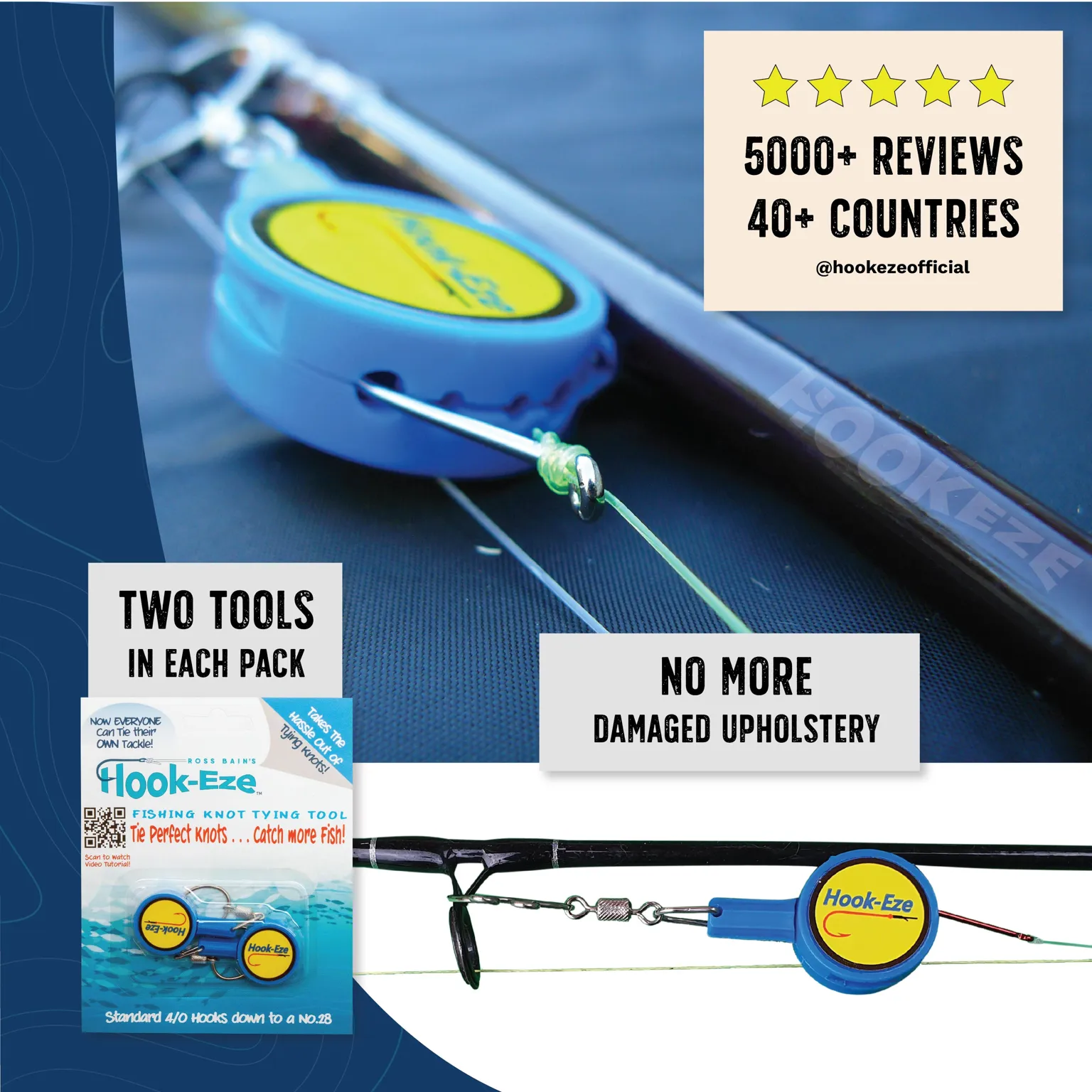 HookEze Fishing Knot Tying Tool (Standard) | Pack of 2