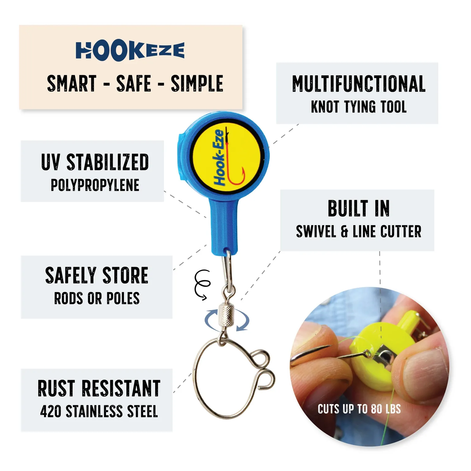 HookEze Fishing Knot Tying Tool (Standard) | Pack of 2 | Green