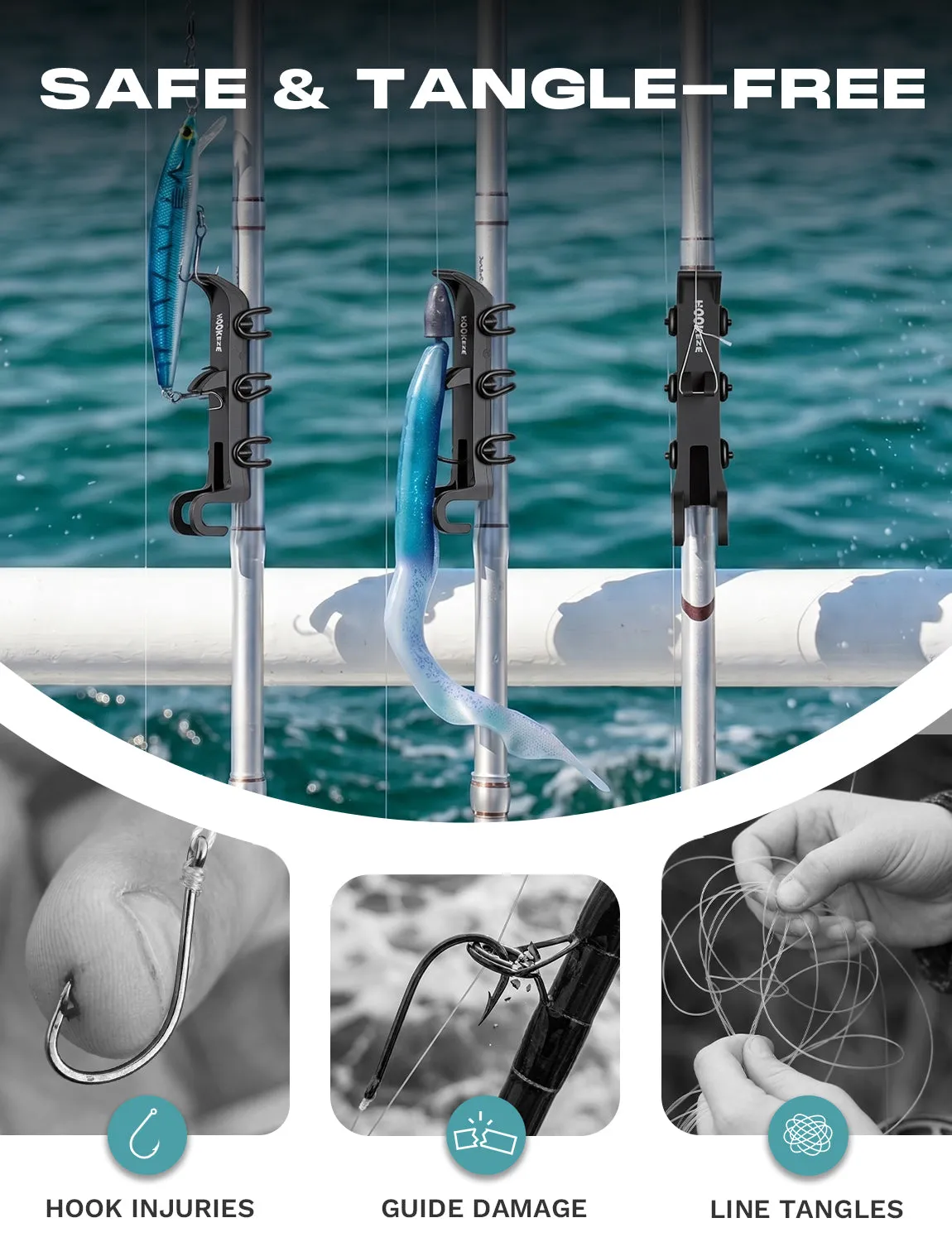 HookEze Wearable Fishing Rod Holder with Hook Clip